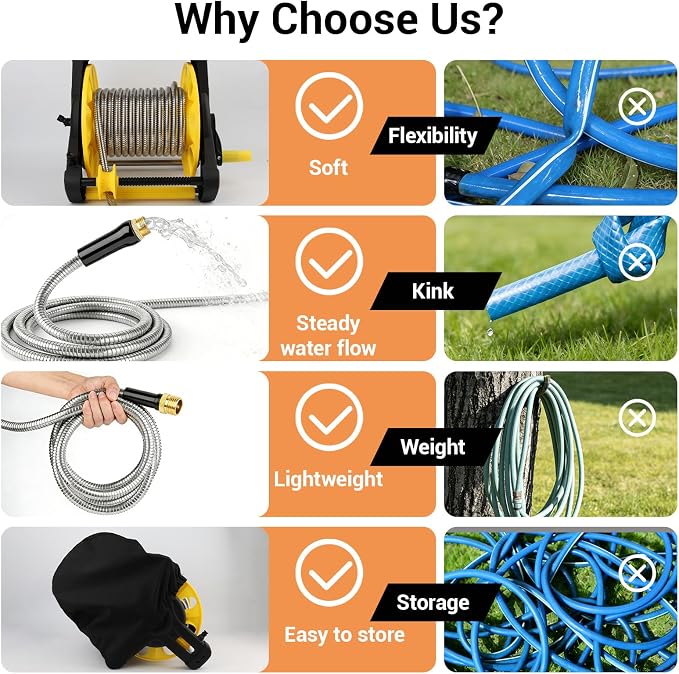 Expandable Garden Hose 100ft with Multifunctional Spray Nozzle, Lightweight Portable Water Hose, Non-Kink Garden Hose， Easy to Store Garden Tools for Watering Lawn Yard Car -Includes Carry Bag