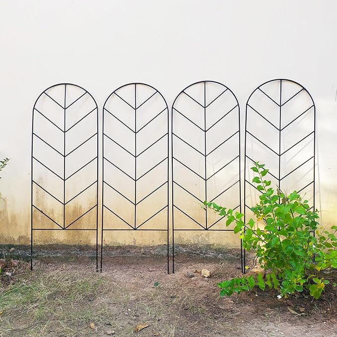 2 Pack Trellis for Climbing Plants Outdoor 45" H x 15.9" W Garden Trellis, Plant Trellis for Climbing Rose Vegetable Flower, Lawn, Backyard, Black Metal Trellis
