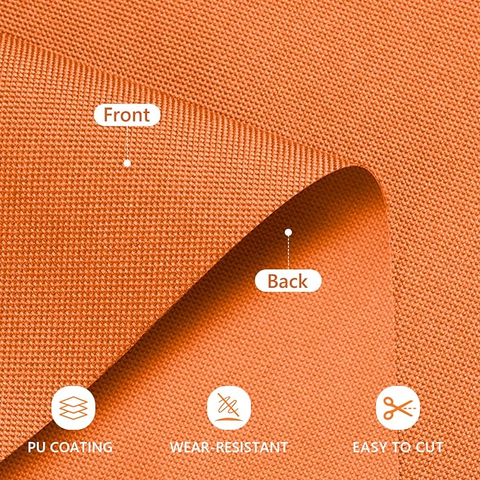 Canvas Fabric by The Yard, 58inch 600D Waterpoof Upholstery Material Polyester Fabric Outdoor Water Resistant Fabric for Sewing Chair Patio Cushion Purse Bag Interior, Pre Cut 3 Yard Orange