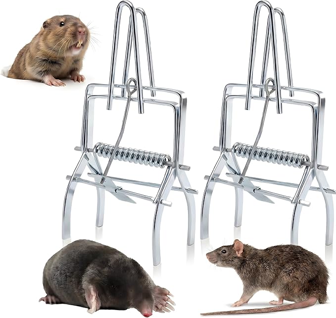 2 Pack Mole Traps, Reusable Easy-Set Mechanical Trap for Lawns, Gardens and Farmland