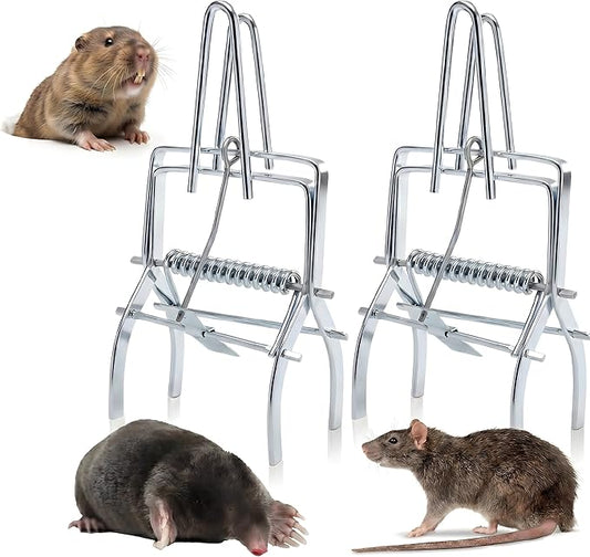 2 Pack Mole Traps, Reusable Easy-Set Mechanical Trap for Lawns, Gardens and Farmland