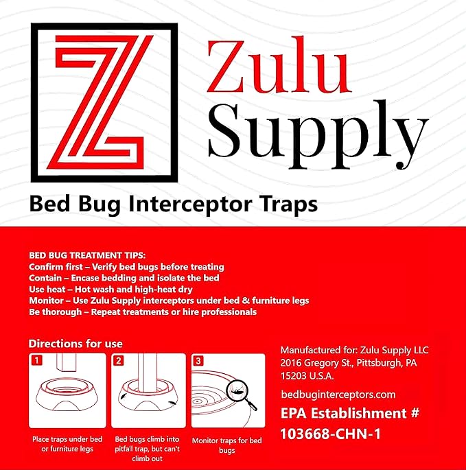 Bed Bug Interceptor Traps – White 12-Pack Passive Monitor & Detection Trap – Universal Fit for Bed & Furniture Legs – Reusable Non-Climbable Wall Pest Control Protection (White 12-Pack)