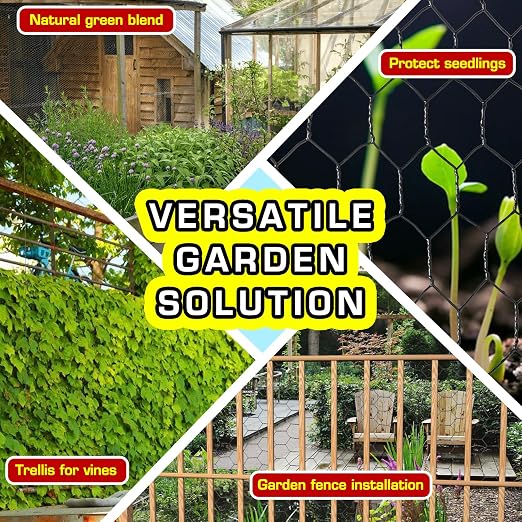 Premium Black Chicken Wire Fencing 48inx150ft, PVC Coated Chicken Wire, Poultry Netting, Galvanized Chicken Wire Barrier for Floral Arrangements/Craft Projects/Pet/Rabbit