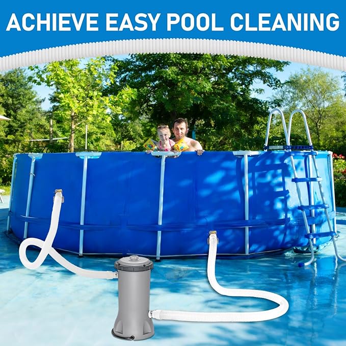 2Pack 1.25×59in EVA Pool Professional Hoses with 2026 Upgrade Flexible Tube Head and 2 Brackets for Above Ground Swimming Pools Pump Replacement Vacuum Heavy Duty Hose Pool Supply (White)