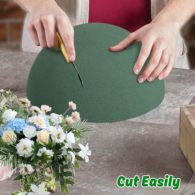 LOKIPA Floral Foam Round, 4 Pack Floral Dry Foam Half Ball Round Flower Foam for Artificial Plant Floral Arrangement and Wedding and Garden Decorations(7.48x3.74inch)