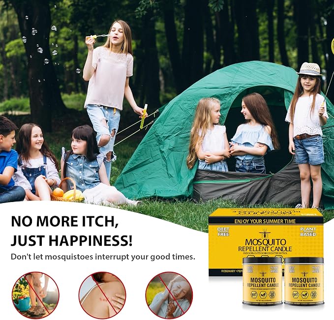 Mosquito Repellent Candle – Plant-Based Essential Oils with Citronella, Lemongrass & Rosemary – Outdoor Use