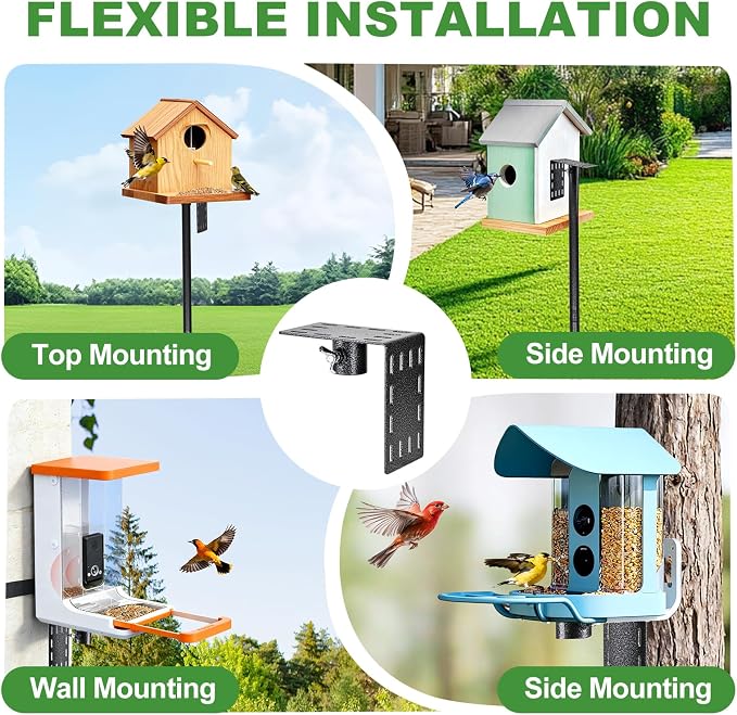92" Heavy-Duty Bird Feeder Pole with Squirrel Baffle for Outdoors, Adjustable Bird Feeding Station Holds Multiple Feeders, Rust-Resistant Steel Pole with Bird House Pole Mount Kit