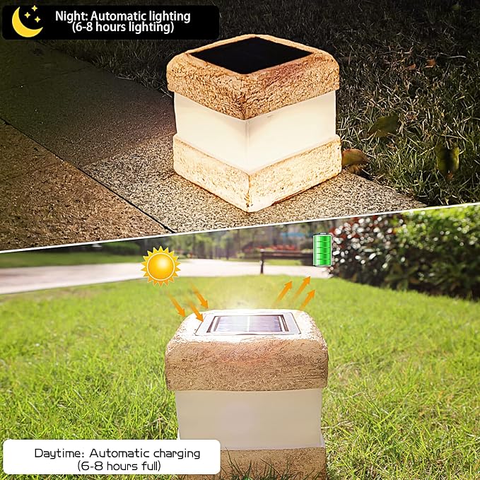 Larekook 2 Pack Solar Rock Light Christmas Decorations Outdoor,Solar Lights Outdoor Waterproof Fake Rock Garden Statue with LED Light for Lawn Landscape Pathway Yard Decor,Garden Gift for Women(Brown)