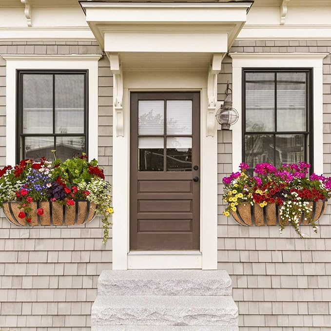 Sekcen Railing Planter Window Box Deck Balcony Rail Planter 24 Inch for Porch Fence Patio Outdoor 4 Pack