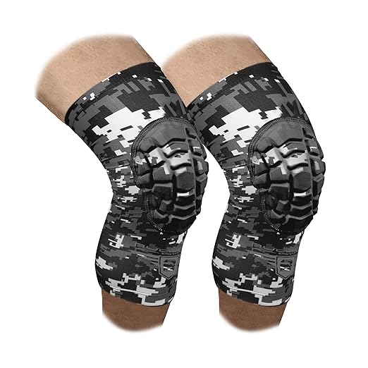 Bucwild Sports Volleyball Knee Pads | Padded Knee Compression Sleeves with Anti-Slip Grip & Flatten-Resistant Cushion | For Basketball, Volleyball, Wrestling & Training – 1 Pair (Black Camo, Small)
