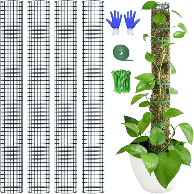 4 Pack Metal Moss Pole, 40" Moss Poles for Plants Monstera, Stackable Sphagnum Moss Pole for Plants Work with Sphagnum Moss(4 Pack 40")