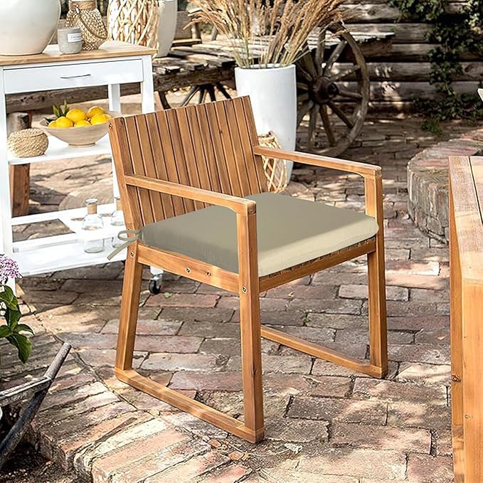Outdoor Seat Cushions, Water-Resistant Stain-Resistant Weather Resistant Outdoor Chair Cushions Square Corner Patio Chair Cushions Set of 2, 18.5"x18.5"x2.7",Beige