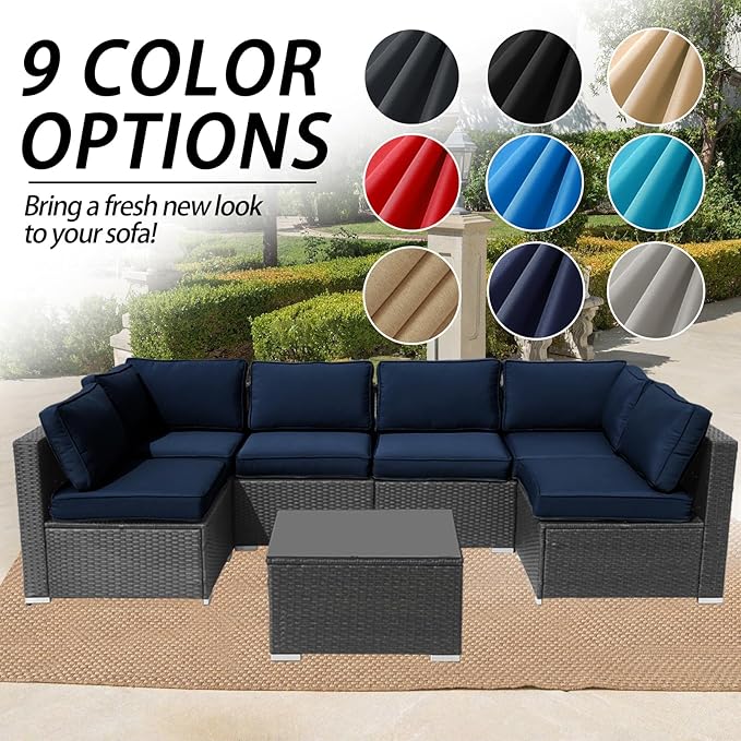 Cushion Covers Replacement 14 Pcs for 7 Pcs Outdoor Modular Sectional Set, Splashproof Inelastic Covers with Zippers, Max Compatible 25.6x25.6x4inch Patio Cushion,Only Covers