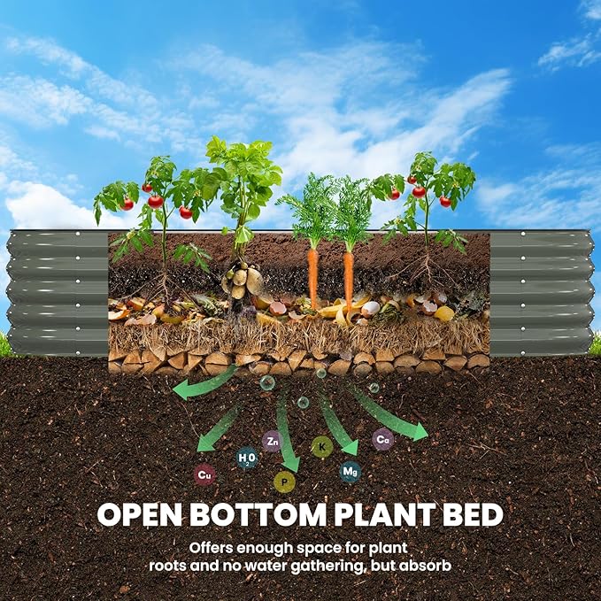 Pattiumo Galvanized Raised Garden Bed 8x2x1.5 FT, Oval Metal Raised Garden Bed Outdoor Planter Box with Open Bottom, Rust-Resistant Steel Garden Bed for Vegetables Herbs Flowers, Easy Assembly