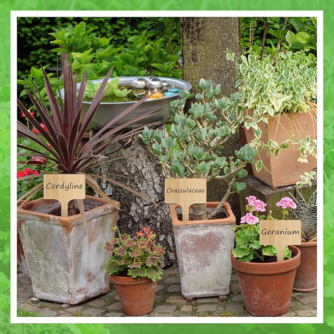Hicarer 15 Pcs 9.4" x 5" Extra Large Bamboo Garden Labels, Natural Bamboo T-Type Large Plant Markers for Herbs, Flowers & Vegetables – Easy to Read Full-Size Tags for Garden Outdoor
