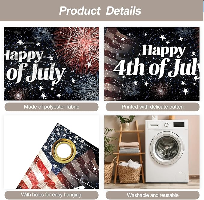 6 * 13FT Summer happy 4th of july Garage Door Cover Decorations Sunset Palm Trees Garage Door Banner for Outdoor Indoor Summer Party Photography Backdrop
