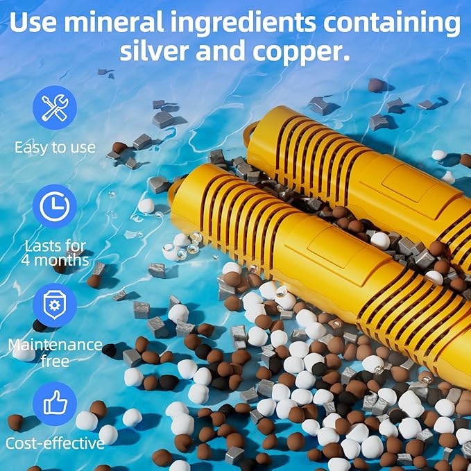 vibement Spa Mineral Sticks for Hot Tub, Hot Tub Mineral Stick Filter Cartridge, with 4 Months Lifetime Universal for Pool and Hot Tub to Keep Water Clear(4pcs, Yellow)