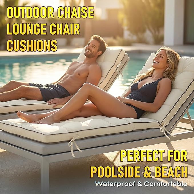 2 Pack 72x21 Inch Folding Chaise Lounge Cushion Quick Dry - Outdoor Sun Lounger Seat Pad with Shredded Foam for Patio Furniture, Deck Chairs, Poolside (Blue, 72 INCH × 21 INCH-2 Pack)