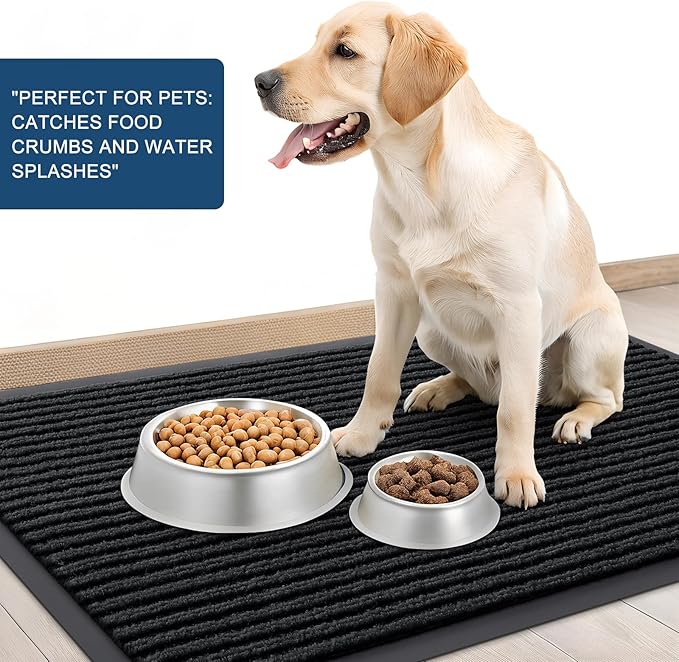OLANLY Front Door Mat Indoor Outdoor Entrance, 2-Pack 29.5 x 17 Inch, Waterproof Heavy Duty Doormat, Fade Resistant, Low Profile, Easy Clean Patio Porch Welcome Floor Mats for Entry, Black