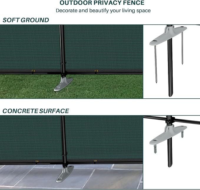 Bynbbur 5'x40' Outdoor Privacy Screen Freestanding with Iron Poles and Stakes, Temporary Dog Fencing, Backyard Divider, Metal Garden Fence for Pool Patio Barrier Border, Green