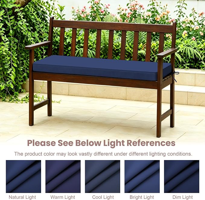 Outdoor Bench Cushions for Outdoor Furniture, 45x18 Inch, Waterproof Patio Furniture Cushion, Fade Resistant Bench Cushions for Porch Swing, Long Bench, Indoor, Navy Blue