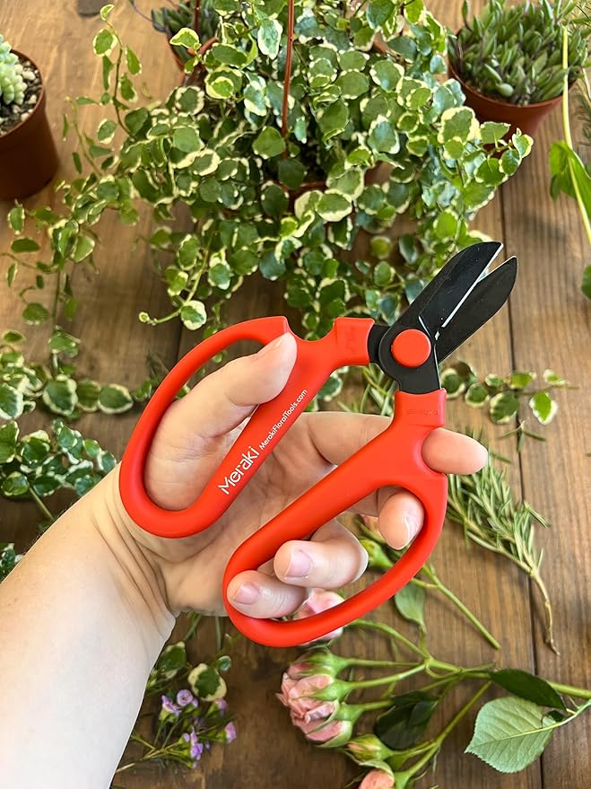 Garden Pruning Shears Scissors With Carbon Steel Blades 6.7 In, Amaryllis - Red