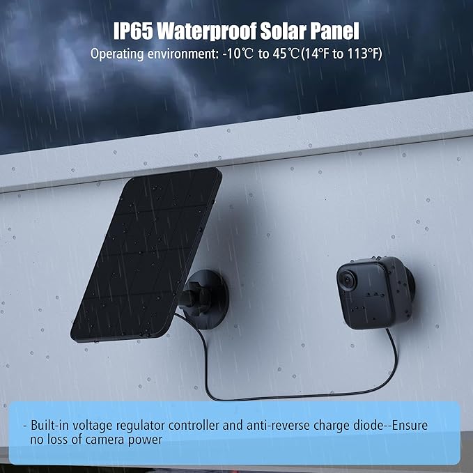 Solar Panel for Blink Camera Outdoor,Outdoor Security Camera Solar Panel Compatible with Blink Outdoor 2K+/4(4th Gen),Waterproof Rubber Plug,13ft Cable,Adjustable Mount(Camera Not Included)(2 Pack)