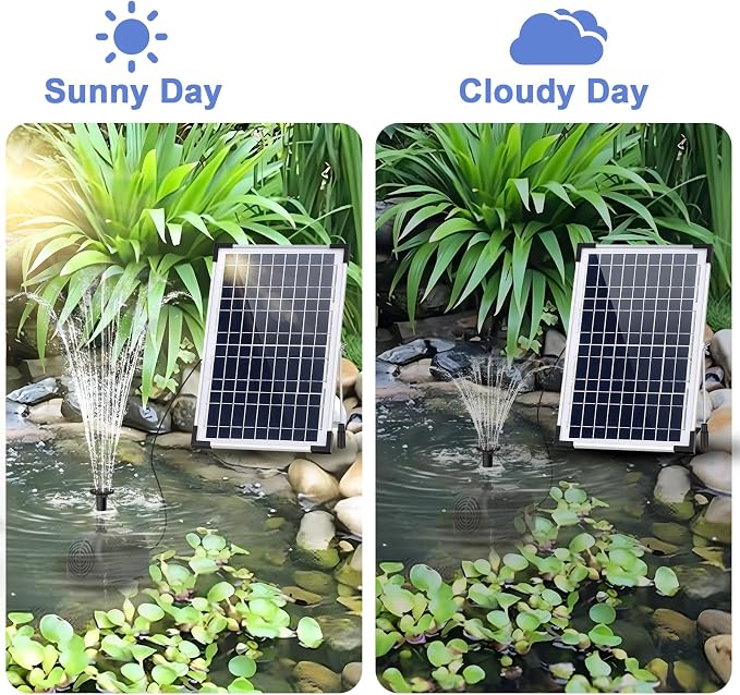 Solar Water Fountain Solar Powered Water Fountain 264GHP Solar Fountain Pump 12W 17V Solar Water Pump for Birdbath,Pond,Fish Tank,Waterfall,Garden Water Feature