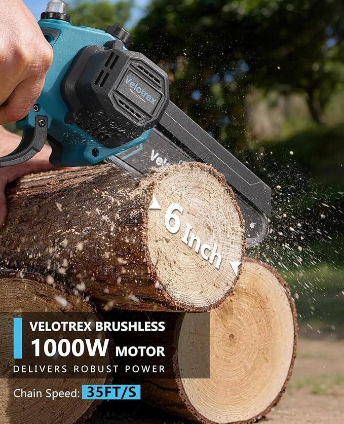 2-in-1 Cordless Pole Saw, 6 Inch 1000W Brushless Electric Pole Saws for Tree Trimming with 2 Batteries, 16ft Max Reach, Pole Chainsaw for Tree Limb Branch Cutter Pruner