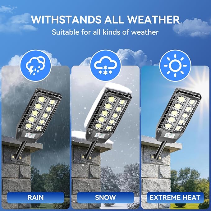 CEDIO 6000W Solar Lights Outdoor,IP67 Waterproof Solar Street Lights,Dusk to Dawn Outdoor Solar Lights with Remote for Backyard,Garage and Parking Lot （2 Pack）
