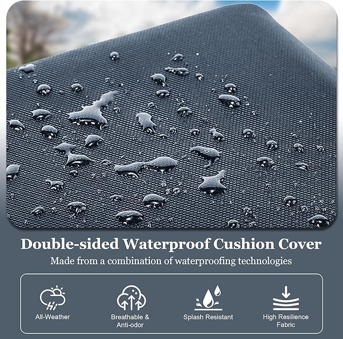 Waterproof 3-Piece Patio Sofa Cushion Cover Set - Replacement Covers for Outdoor Wicker Furniture, Bench & Seat Cushions with 4pcs Throw Pillow Cover