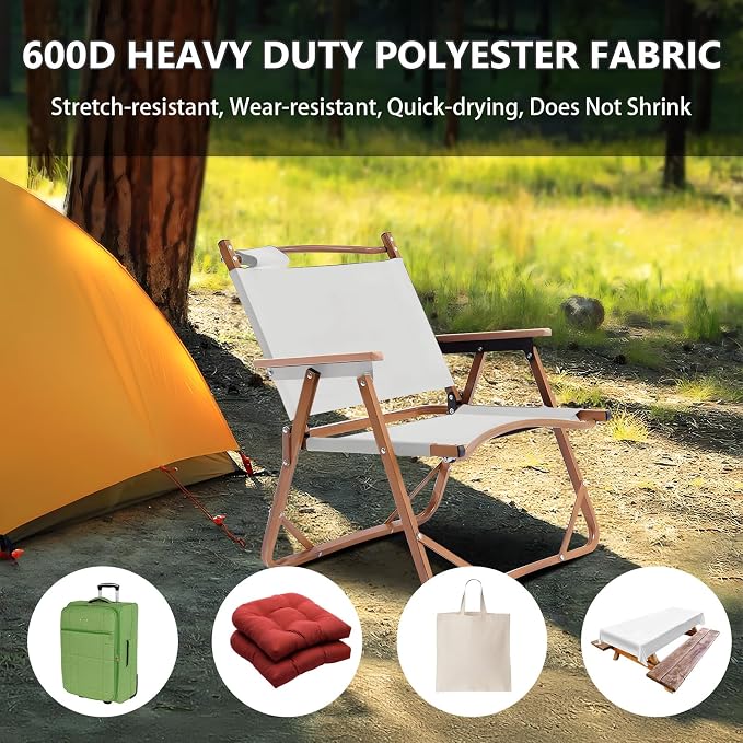 Waterproof Canvas Fabric by The Yard 58inch 600D Upholstery Material Polyester Fabric Outdoor Water Resistant Fabric for Sewing Chair Patio Cushion Purse Bag Interior, Pre Cut 1 Yard White