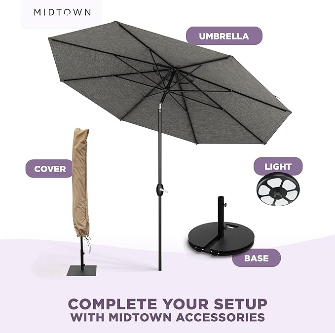 Midtown Umbrellas The Lean Patio Umbrella (Terylast Fabric - Greige, 10 Foot)