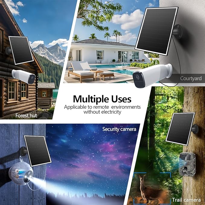 8W Solar Panel for Outdoor Security Camera, 5V Micro USB and USB - C Solar Panel Charger ，Fits Eufy/Wyze/Reolink DC 5V Output, IP65/360° Adjustable, 9.8ft Cable, Fast Charging