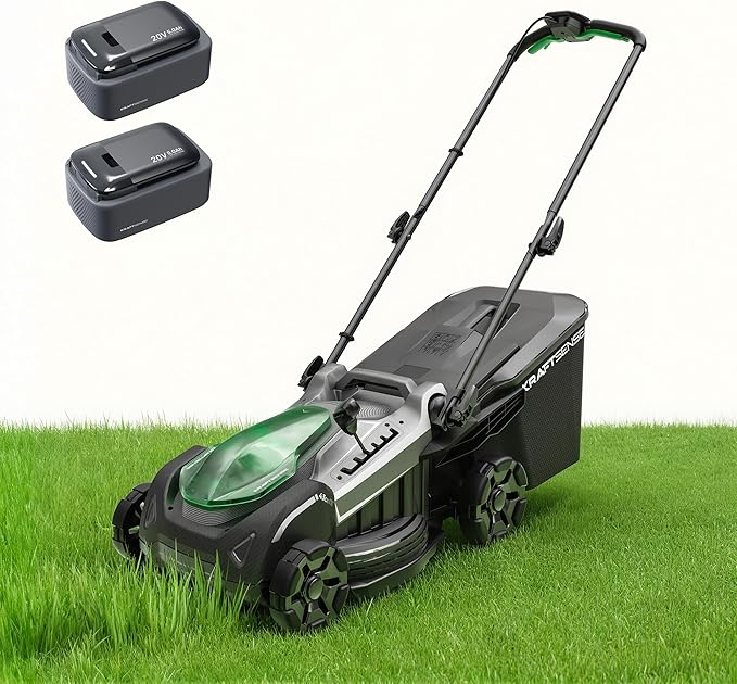 18" Electric Lawn Mower, 40V Self-Propelled Cordless Lawn Mower with 2x5.0Ah Batteries & Charger, Brushless Motor, 2-in-1 Mulching & Bagging, 6-Position Height Adjustment, for Small to Medium Yards