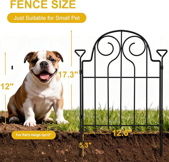 Decorative Garden Fence 17in x10ft, 10 Panels Rustproof Metal No Dig Fence Animal Barrier, Arched Flower Bed Edging Ornamental Wire Border Panel Fencing for Yard Patio Outdoor Decor