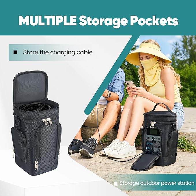 Travel Bag Compatible with Anker SOLIX C300 DC/Jackery Explorer 240D Power Bank Station Outdoor, Carrying Case for Side Zipper, Large Accessory Pocket & Shoulder Strap