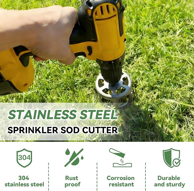 2.75" Stainless Grass Sprinkler Head Trimmer Tool for Garden,Golf Course,Park Lawn Clear Overgrown Sprinkler Head Digging Tool, for Lnstall on A Power Drill for Use.