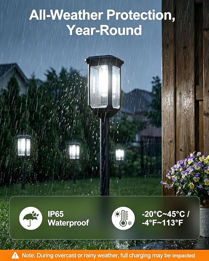 Tenmiro Solar Pathway Lights Outdoor 8 Pack LED Solar Powered Garden Lights Waterproof IP65 Outdoor Light for Yard Lawn Patio Path Walkway Driveway Decor 6500K