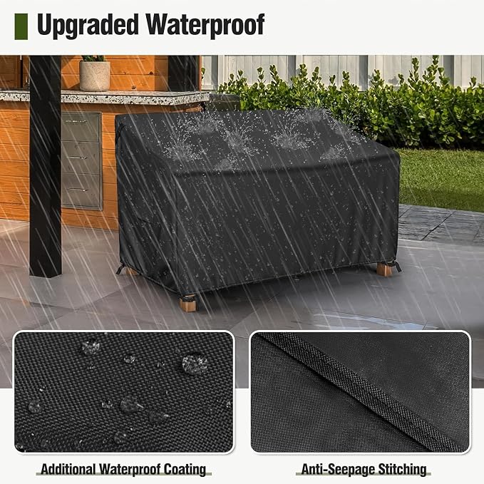 MR.COVER 3-Seater Outdoor Couch Cover Waterproof, Patio Furniture Cover for Sofa, Heavy Duty Outdoor Sofa Covers, Polyester & Double-Stitched Seams, Fits up to 87" W x 37" D x 35" H, Classic Black