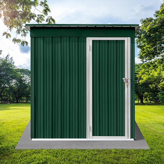 Metal Garden Sheds 5FT x 4FT, Metal Outdoor Storage Shed, Large Storage Shed with Door and Lock for Backyard Garden Patio Lawn, Green