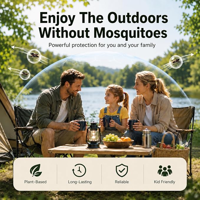 Furiseng|Natural Mosquito Repellent Outdoor Patio (8 Pack),Long-Lasting 60-Day Protection, DEET-Free & Family Safe,Indoor & Outdoor Use,Mosquito Repellent for Yard, Patio, Camping & Travel