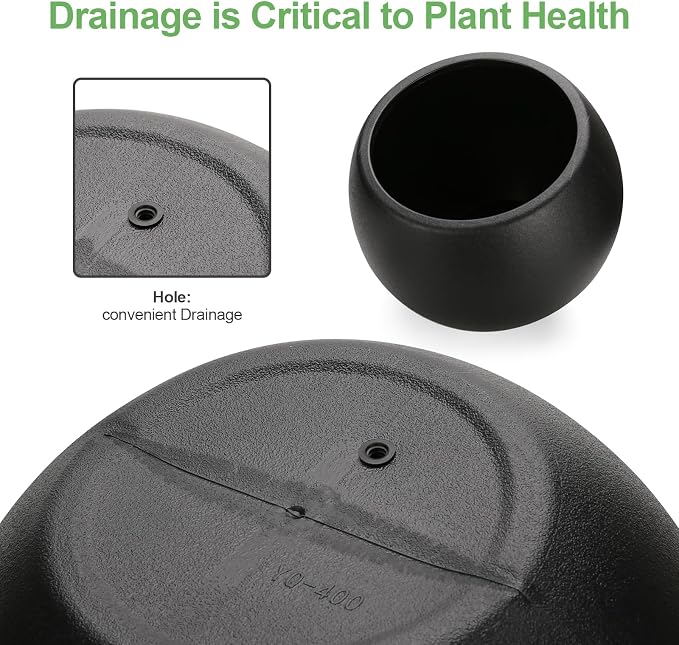 Large Round Planter,Planters for Indoor Plants & Outdoor,Durable Plastic Material Sphere Planter with Drainage Hole & Rubber Plug Weather Resistant,Plant Pot