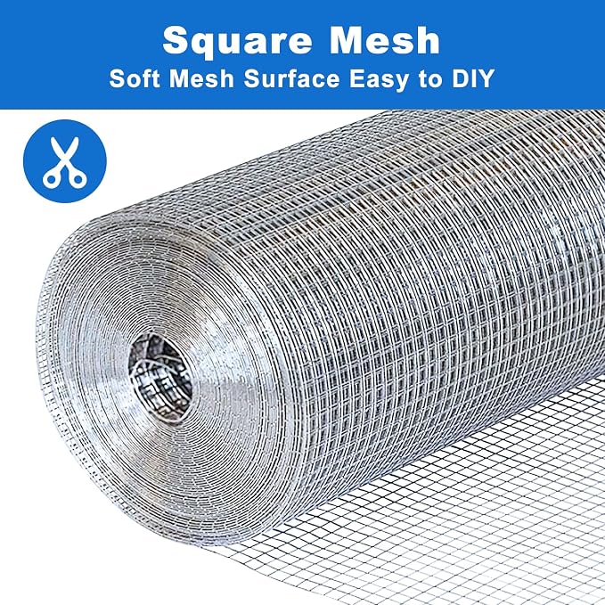 Hardware Cloth 1/4 inch 36" x 100' 23 Gauge - Galvanized Wire Mesh Roll for Durable Chicken Wire Fencing, Snake Fence, and Effective Gopher Barrier Use