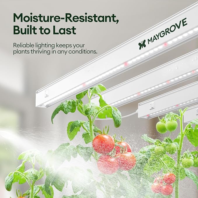 Maygrove T5 Grow Lights for Indoor Plants 1FT, Red-Enhanced Full Spectrum 5000K Grow Light, 28W(4 x 7W), Grow Light Strips for Seed Starting, Greenhouse, High PPFD, Linkable, White, 4-Pack