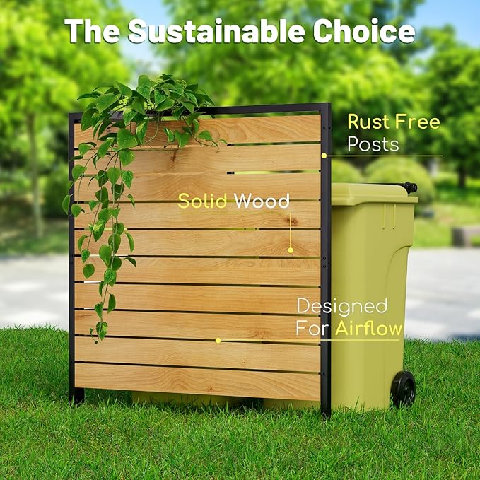 2 Panels No Dig Wooden Privacy Fence Screen, 42" H X 40" W Outdoor Air Conditioner Fences, Hide Trash Bins Or Ac Units, Decorative Garden, Patio, Backyard Fence -Temporary Fencing