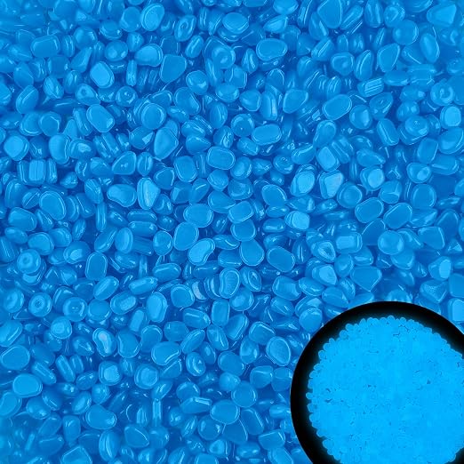 6000pcs 5-8mm Bule Luminous Stones Glow in The Dark Garden Pebbles Stones Glow in The Dark Rocks Outdoor Glow Pebbles Aquarium Rocks for Garden Path Walkway Yard Fish Tank Plant Pots