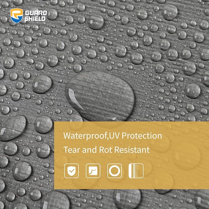 GUARD SHIELD Round Tarp 10 Feet Waterproof Heavy Duty Circle Tarps for Under Pool Silver/Black Multi Purpose Circular Outdoor Cover