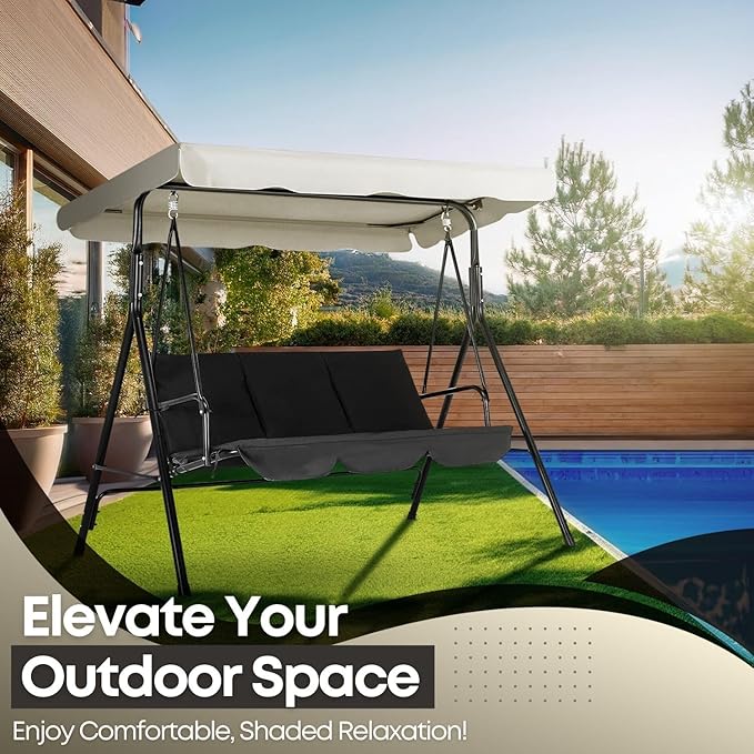 Flexzion Replacement Canopy for Outdoor Swing - 66" X 45" 2 Seat Bench Glider Swings Shade Fabric UV Weather Waterproof for Outdoor Garden Patio Yard Park Porch Seat Furniture, White