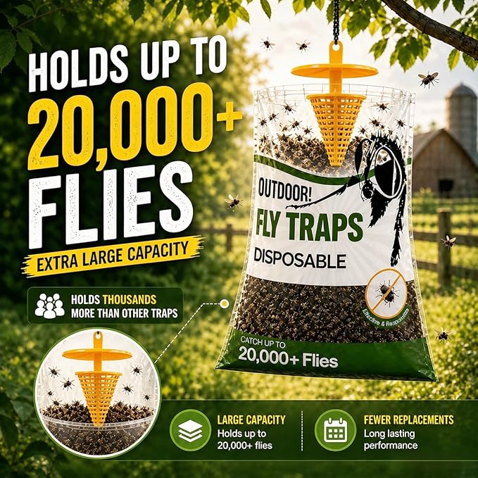 9 Pack Fly Traps Outdoor Hanging Add Water - Portable Fly Catcher Outdoor Flying Insect Trap Fly Traps for Ranch/Barn/Patio/Campsite/Trash